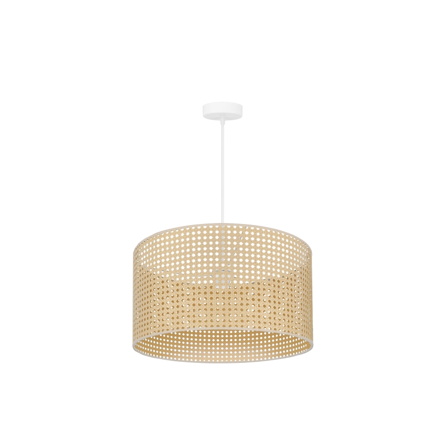 Duolla - Ljuskrona med textilsladd ROLLER RATTAN 1xE27/15W/230V diameter 45 cm beige
