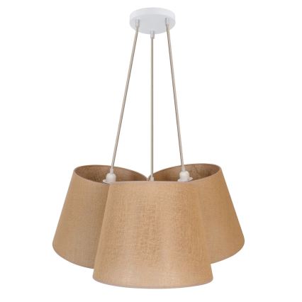 Duolla - Ljuskrona med textilsladd ROSSA 3xE27/15W/230V diameter 75 cm brun