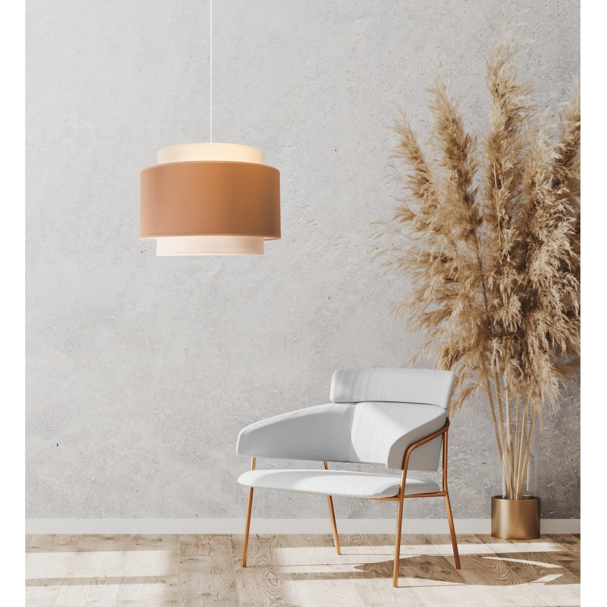 Duolla - Ljuskrona med textilsladd SOHO 1xE27/40W/230V diameter 40 cm beige/grädde