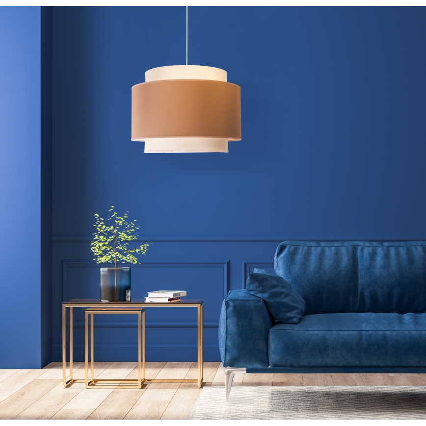 Duolla - Ljuskrona med textilsladd SOHO 1xE27/40W/230V diameter 40 cm beige/grädde