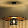 Duolla - Ljuskrona med textilsladd TOKYO RATTAN 1xE27/15W/230V diameter 50 cm guld/svart