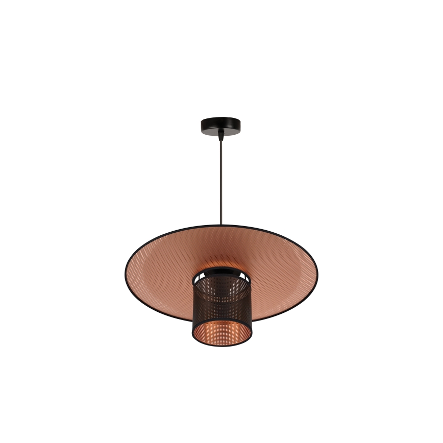 Duolla - Ljuskrona med textilsladd TOKYO SHINY 1xE27/15W/230V diameter 50 cm svart/koppar