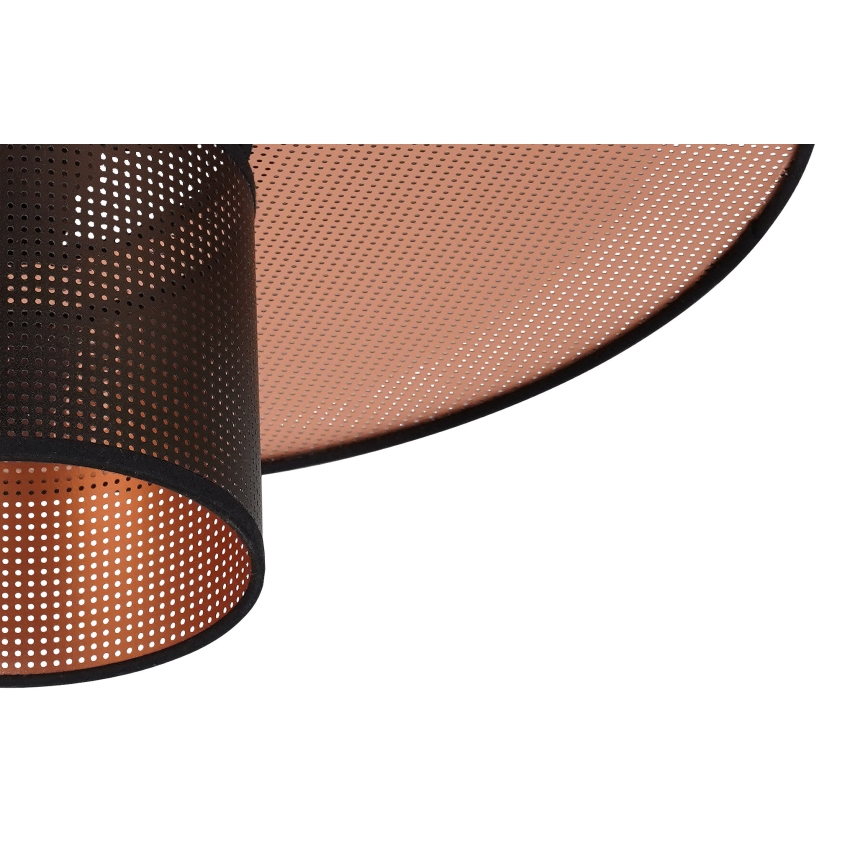 Duolla - Ljuskrona med textilsladd TOKYO SHINY 1xE27/15W/230V diameter 50 cm svart/koppar