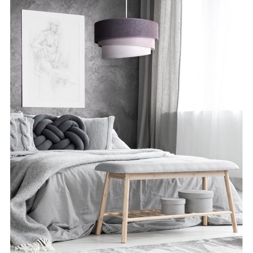 Duolla - Ljuskrona med textilsladd TRIO 1xE27/15W/230V diameter 45 cm antracit/grå/vit