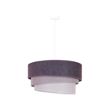 Duolla - Ljuskrona med textilsladd TRIO 1xE27/15W/230V diameter 45 cm antracit/grå/vit