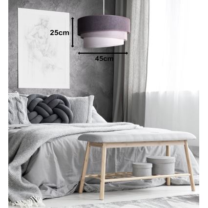 Duolla - Ljuskrona med textilsladd TRIO 1xE27/15W/230V diameter 45 cm antracit/grå/vit