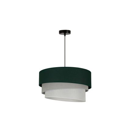 Duolla - Ljuskrona med textilsladd TRIO 1xE27/15W/230V diameter 45 cm grön/grå/vit
