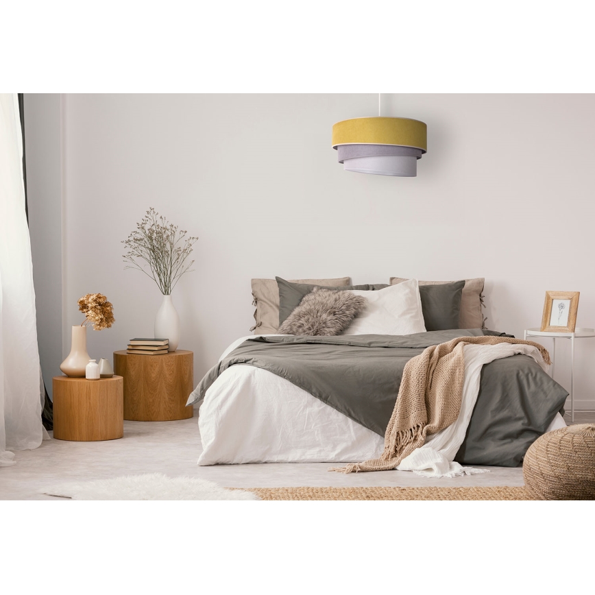 Duolla - Ljuskrona med textilsladd TRIO 1xE27/15W/230V diameter 45 cm gul/grå/vit