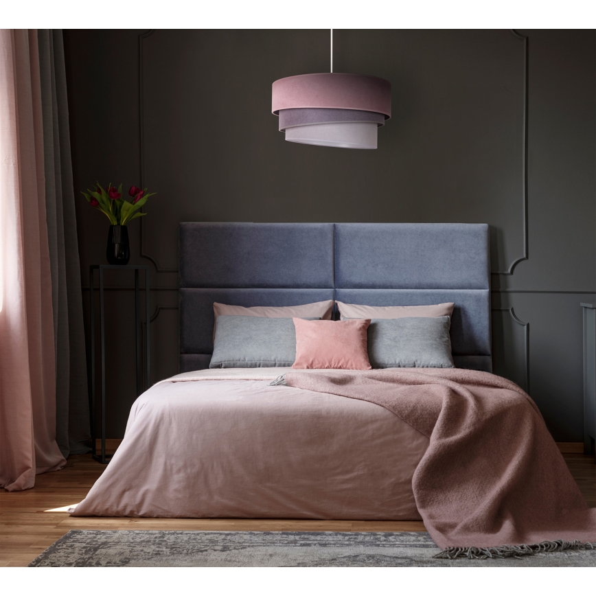 Duolla - Ljuskrona med textilsladd TRIO 1xE27/15W/230V diameter 45 cm rosa/grå/vit