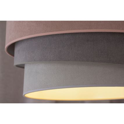 Duolla - Ljuskrona med textilsladd TRIO 1xE27/15W/230V diameter 45 cm rosa/grå/vit