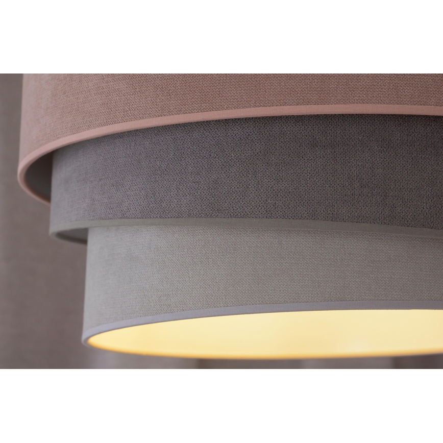 Duolla - Ljuskrona med textilsladd TRIO 1xE27/15W/230V diameter 45 cm rosa/grå/vit
