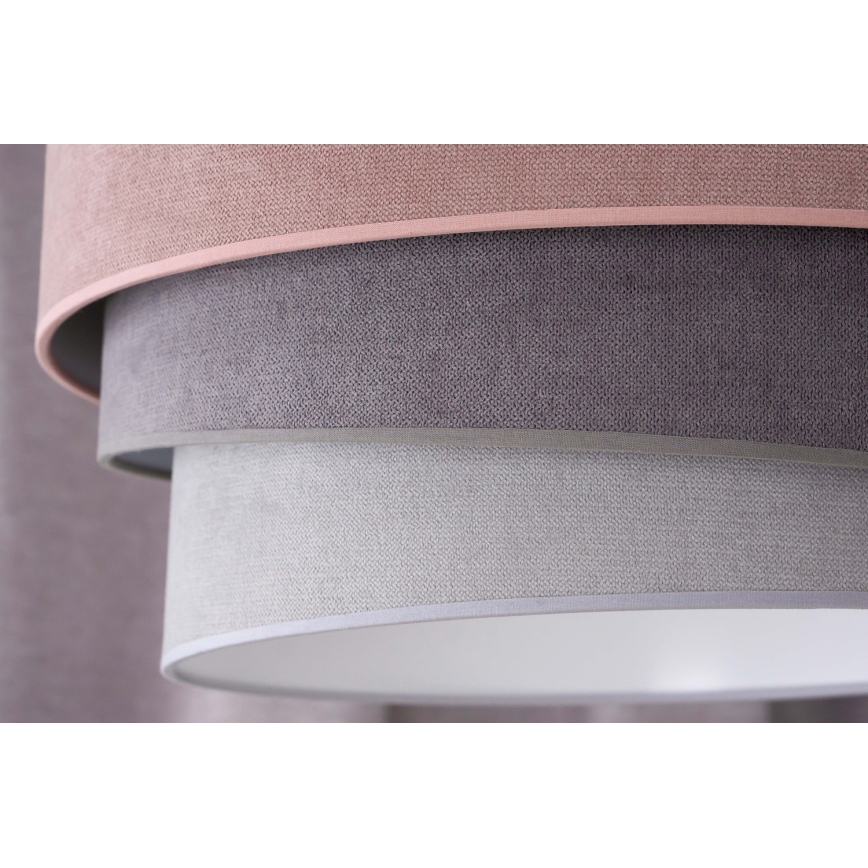 Duolla - Ljuskrona med textilsladd TRIO 1xE27/15W/230V diameter 45 cm rosa/grå/vit