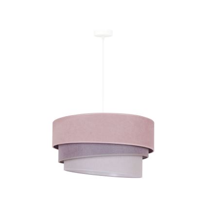 Duolla - Ljuskrona med textilsladd TRIO 1xE27/15W/230V diameter 45 cm rosa/grå/vit
