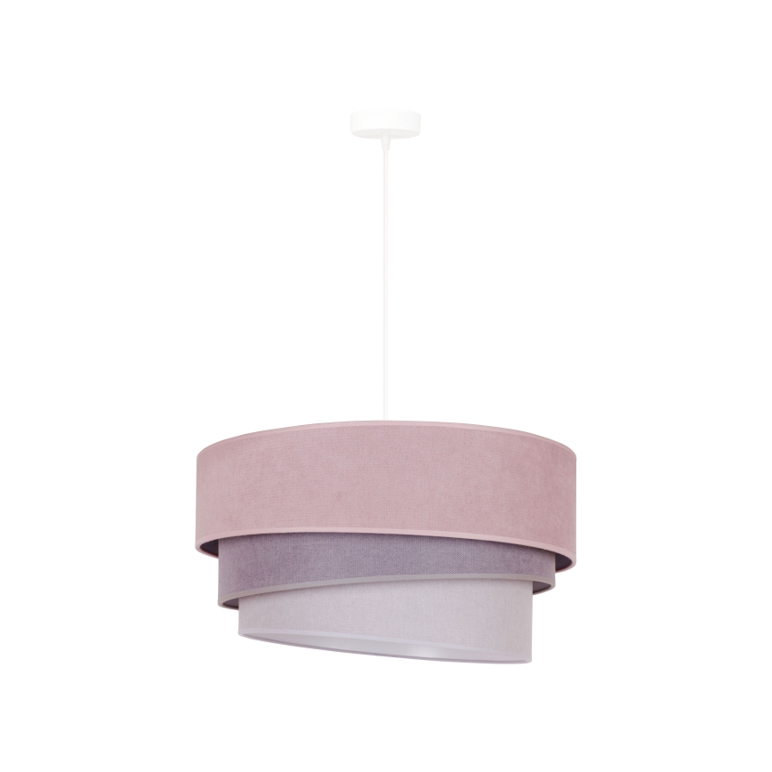 Duolla - Ljuskrona med textilsladd TRIO 1xE27/15W/230V diameter 45 cm rosa/grå/vit
