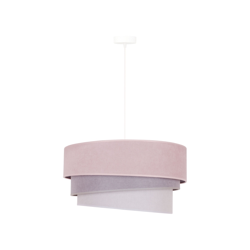 Duolla - Ljuskrona med textilsladd TRIO 1xE27/15W/230V diameter 45 cm rosa/grå/vit