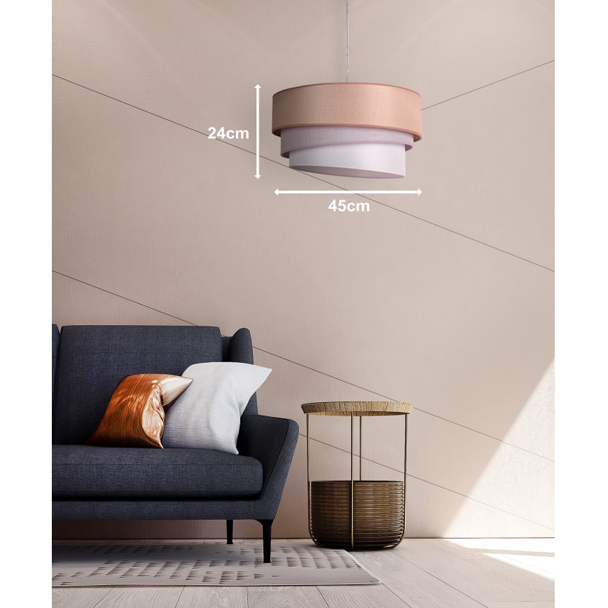 Duolla - Ljuskrona med textilsladd TRIO 1xE27/40W/230V diameter 45 cm brun/grå/silver