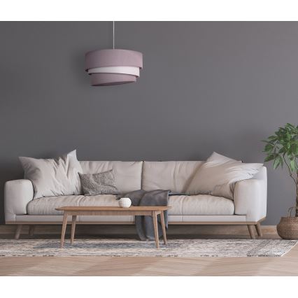 Duolla - Ljuskrona med textilsladd TRIO 1xE27/40W/230V diameter 45 cm grå/vit