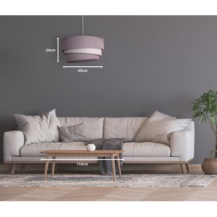 Duolla - Ljuskrona med textilsladd TRIO 1xE27/40W/230V diameter 45 cm grå/vit