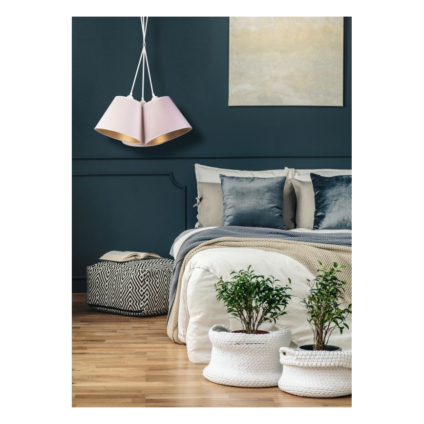 Duolla - Ljuskrona med textilsladd TWIGGY 3xE27/40W/230V diameter 60 cm vit