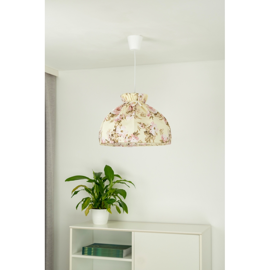 Duolla - Ljuskrona med textilsladd VIOLIN 1xE27/40W/230V diameter 38 cm ros