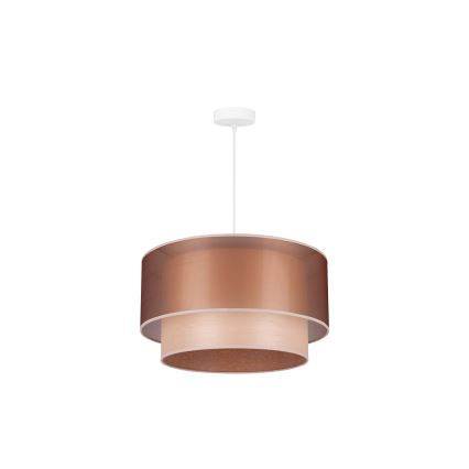 Duolla - Ljuskrona med textilsladd WOOD BOHO 1xE27/15W/230V diameter 45 cm koppar/beige