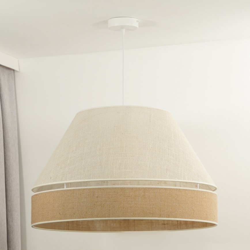 Duolla - Ljuskrona med textilsladd YUTE AVIGNON 1xE27/15W/230V diameter 60 cm grå/brun