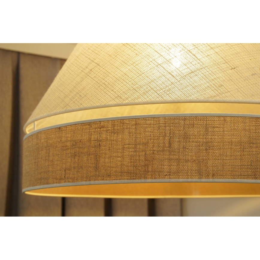 Duolla - Ljuskrona med textilsladd YUTE AVIGNON 1xE27/15W/230V diameter 60 cm grå/brun