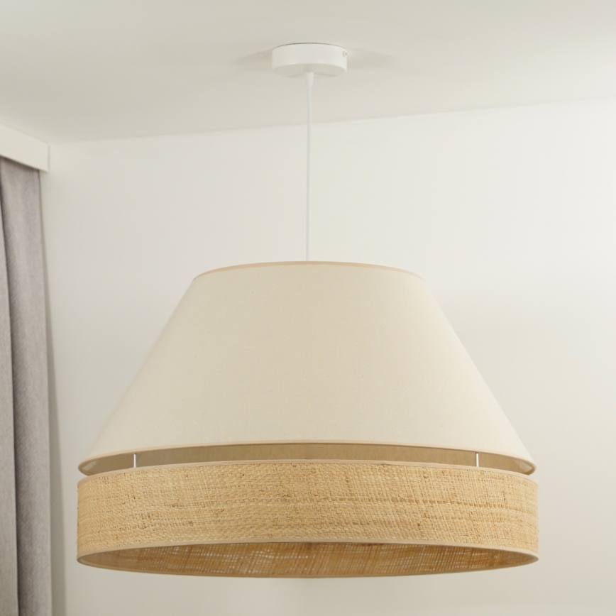Duolla - Ljuskrona med textilsladd YUTE AVIGNON 1xE27/15W/230V diameter 60 cm grädde/beige