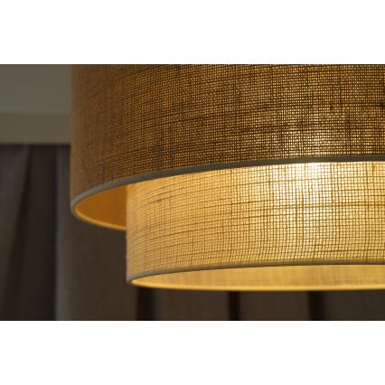 Duolla - Ljuskrona med textilsladd YUTE BOHO 3xE27/15W/230V diameter 60 cm brun/grädde