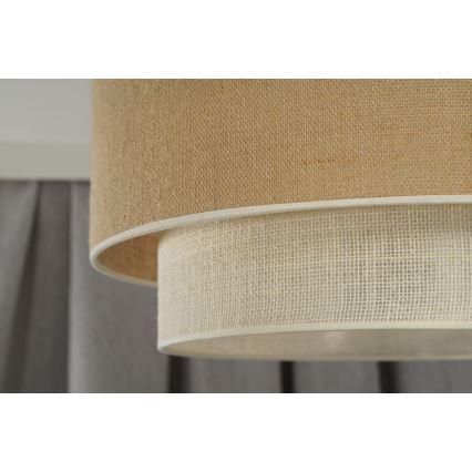 Duolla - Ljuskrona med textilsladd YUTE BOHO 3xE27/15W/230V diameter 60 cm brun/grädde