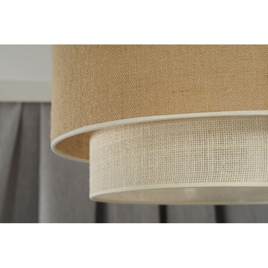 Duolla - Ljuskrona med textilsladd YUTE BOHO 3xE27/15W/230V diameter 60 cm brun/grädde
