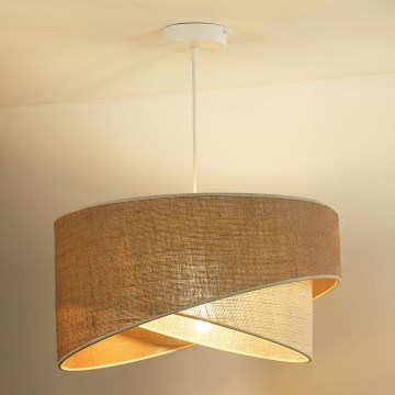 Duolla - Ljuskrona med textilsladd YUTE CELLO 1xE27/15W/230V diameter 45 cm brun/grå