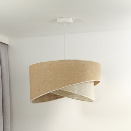 Duolla - Ljuskrona med textilsladd YUTE CELLO 1xE27/15W/230V diameter 45 cm brun/grå