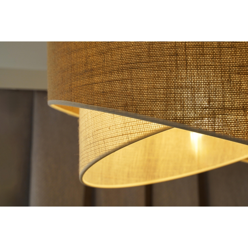 Duolla - Ljuskrona med textilsladd YUTE CELLO 1xE27/15W/230V diameter 45 cm brun/grå