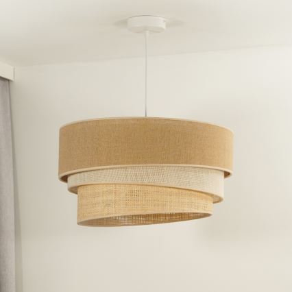 Duolla - Ljuskrona med textilsladd YUTE TRIO 1xE27/15W/230V diameter 45 cm brun/grå/beige