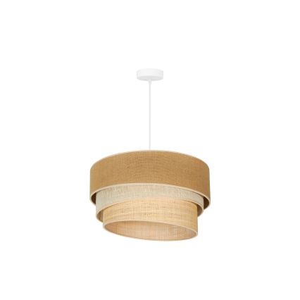 Duolla - Ljuskrona med textilsladd YUTE TRIO 1xE27/15W/230V diameter 45 cm brun/grå/beige