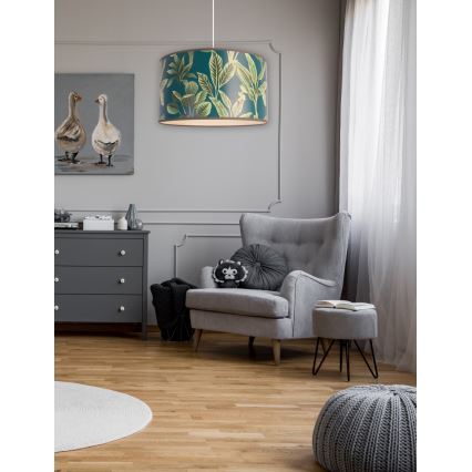 Duolla - Ljuskrona med upphängningsrem GOLD LEAVES 1xE27/15W/230V diameter 40 cm