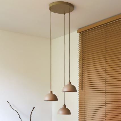 Duolla - Pendellampa med kabel IRONLINE 3xE27/15W/230V beige
