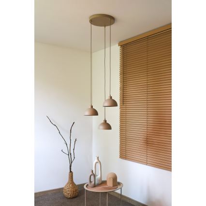 Duolla - Pendellampa med kabel IRONLINE 3xE27/15W/230V beige