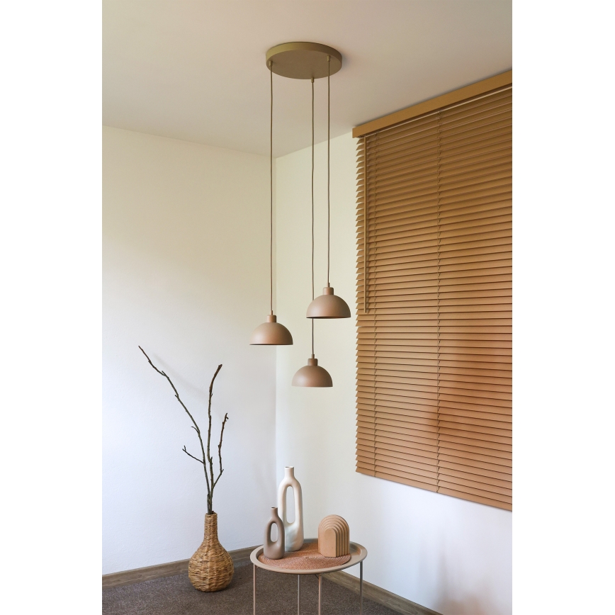 Duolla - Pendellampa med kabel IRONLINE 3xE27/15W/230V beige