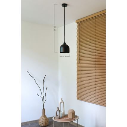 Duolla - Pendellampa med sladd IRONLINE 1xE27/15W/230V Ø 17 cm svart