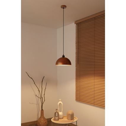 Duolla - Pendellampa på kabel IRONLINE 1xE27/15W/230V Ø 27 cm koppar/svart