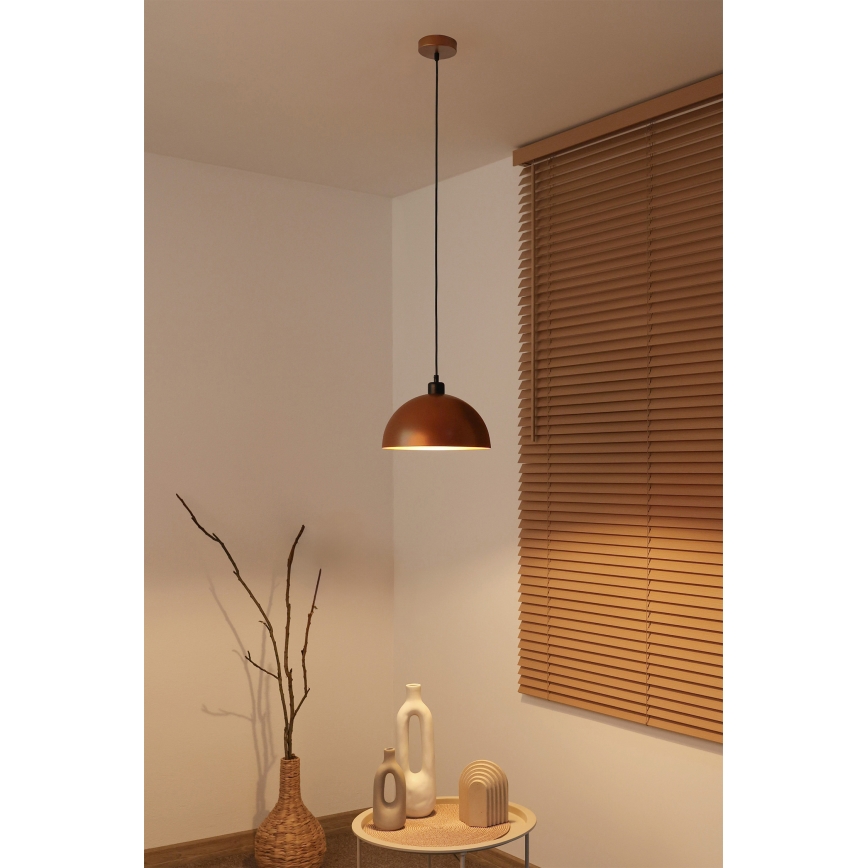 Duolla - Pendellampa på kabel IRONLINE 1xE27/15W/230V Ø 27 cm koppar/svart