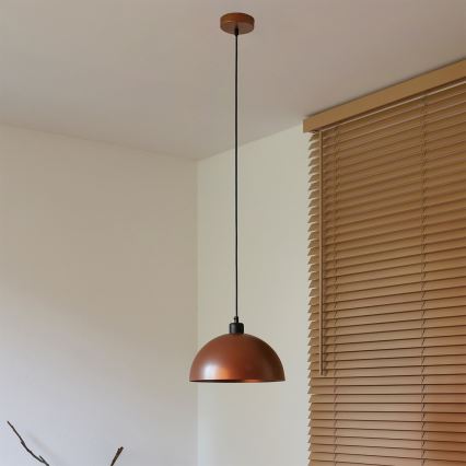 Duolla - Pendellampa på kabel IRONLINE 1xE27/15W/230V Ø 27 cm koppar/svart
