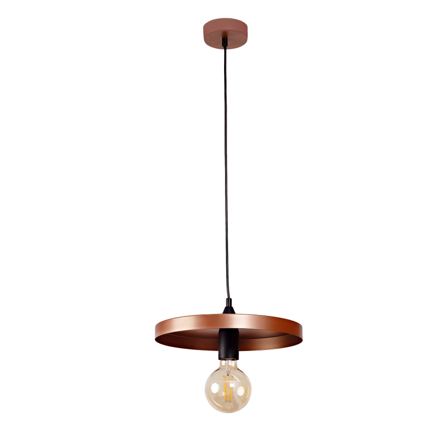 Duolla - Pendellampa på vajer IRONLINE 1xE27/15W/230V Ø 30 cm koppar/svart