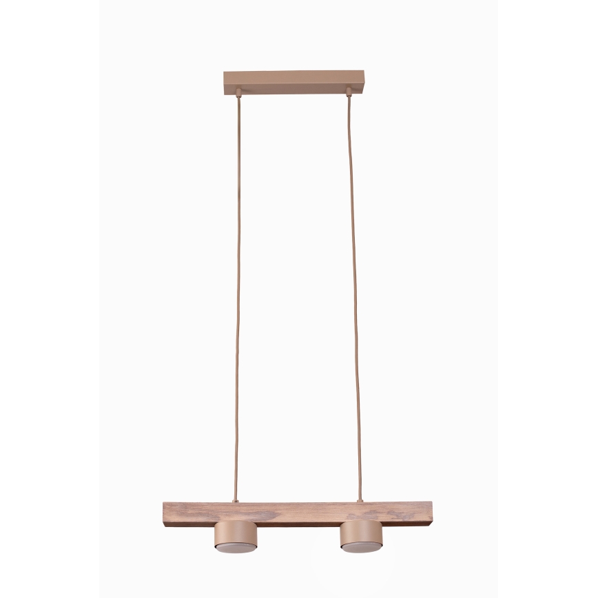 Duolla - Pendellampa på vajer IRONLINE 2xGX53/3W/230V furu ek/beige