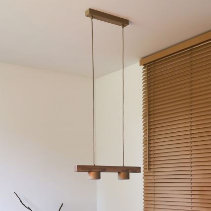 Duolla - Pendellampa på vajer IRONLINE 2xGX53/3W/230V furu ek/beige