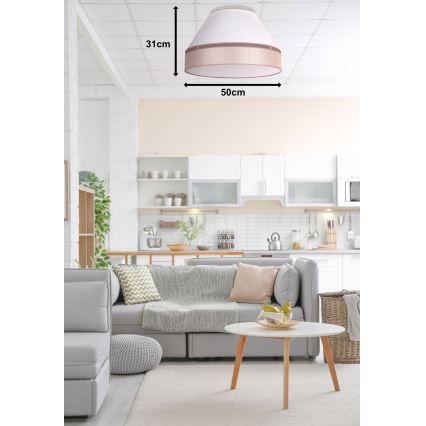 Duolla - Taklampa AVIGNON 1xE27/15W/230V diameter 50 cm vit/beige