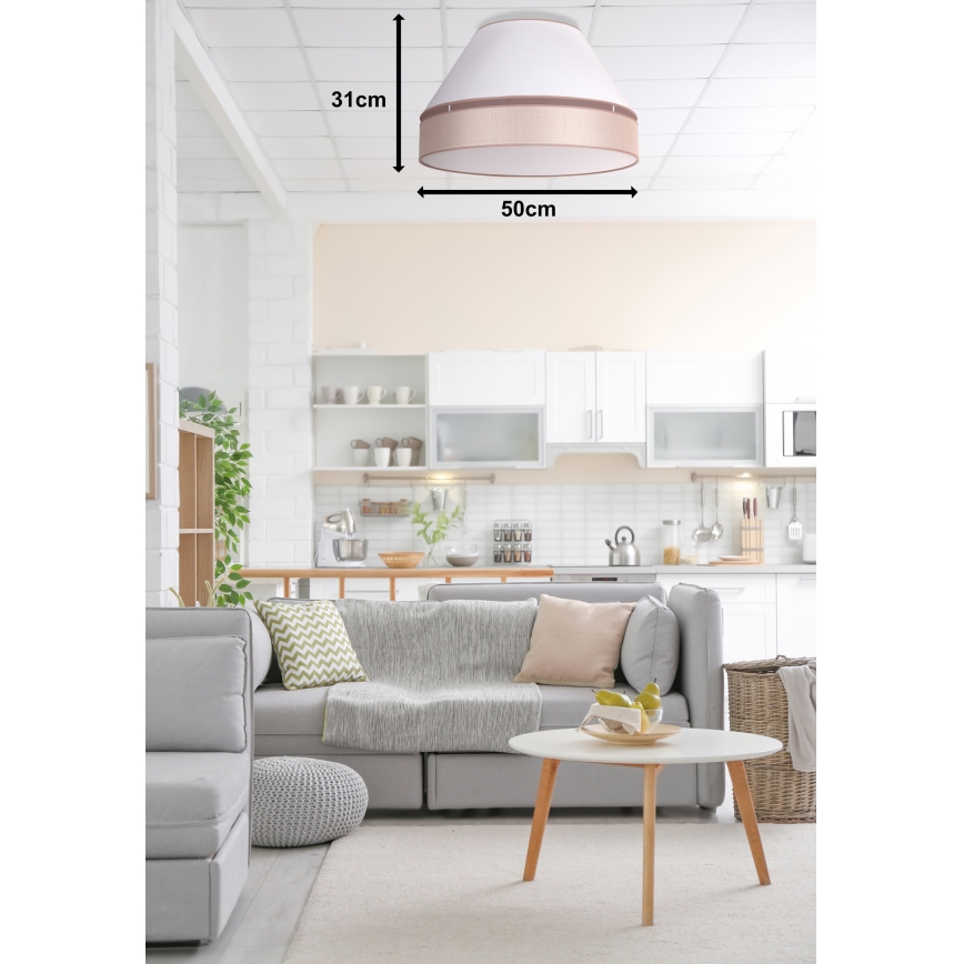 Duolla - Taklampa AVIGNON 1xE27/15W/230V diameter 50 cm vit/beige