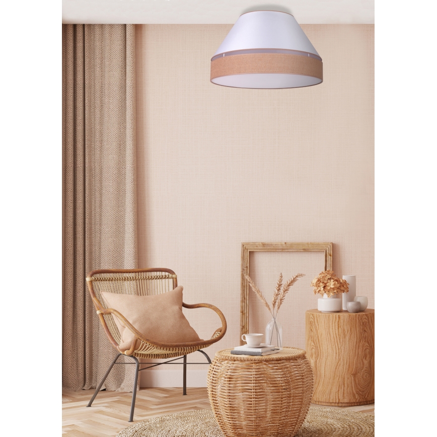 Duolla - Taklampa AVIGNON 1xE27/15W/230V diameter 50 cm vit/brun